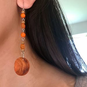 Beaded Orange Drop Earrings